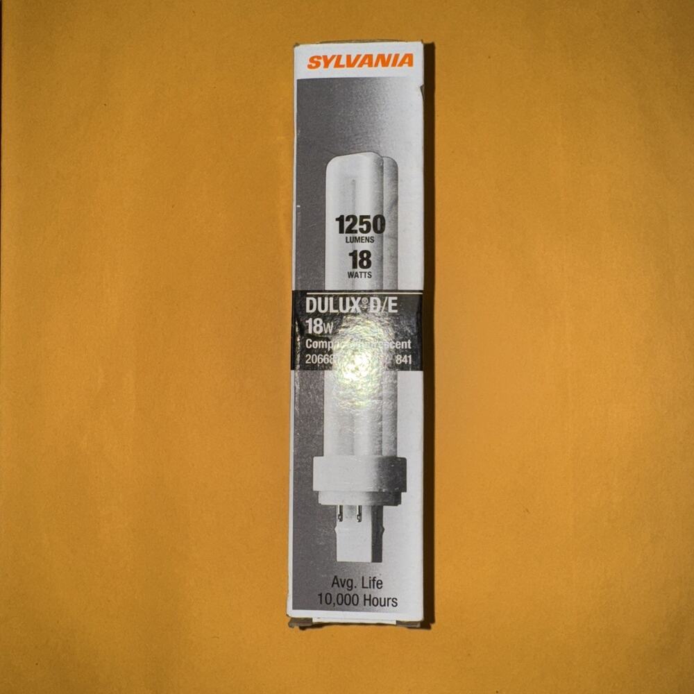 Sylvania 20668 CF18DD/E/841/ECO 18W T4 Double Tube 4pin G24q-2 4100k Cool White